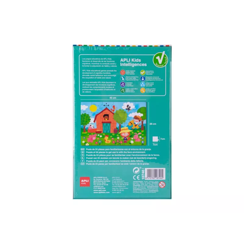 Puzzle educativo AGIPA A quinta, 24 peças, caixa de cartão, 152 mm de comprimento 18746