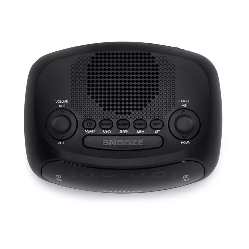 Rádio-relógio AIWA CR-09J FM com duplo alarme, visor LED, preto