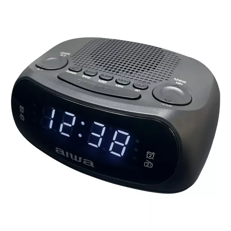 Rádio-relógio AIWA CR-09J FM com duplo alarme, visor LED, preto