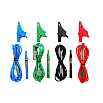 Conjunto de cabos de teste universais HT Instruments G3, CAT IV 600V / CAT III 1000V, 10A, cabos de medição de silicone de 1,5m com pontas de prova e pinças crocodilo, vermelho/preto 1006210
