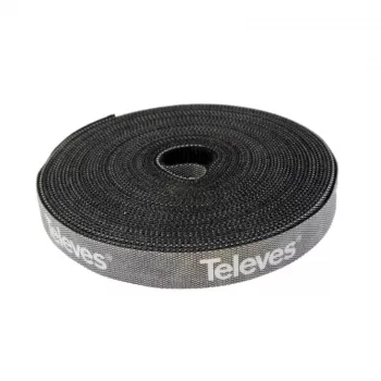 Rolo de abraçadeiras de velcro para cabos Televes KB 8, 8 mm x 10 m, preto, reutilizável 200101