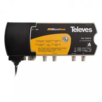 Amplificador de banda larga Televes KVE2025RK65 20/25dB com canal de retorno 5-65MHz 20dB (534212)