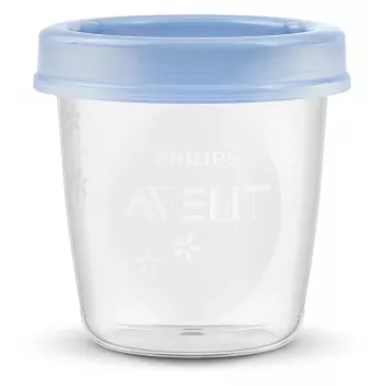 Recipientes de armazenamento de leite materno e alimentos para bebé Philips Avent 180 ml (pack de 5) com tampas