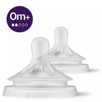 Tetinas para biberão Philips Avent Natural Response, fluxo lento, 0M+, pack de 2, silicone