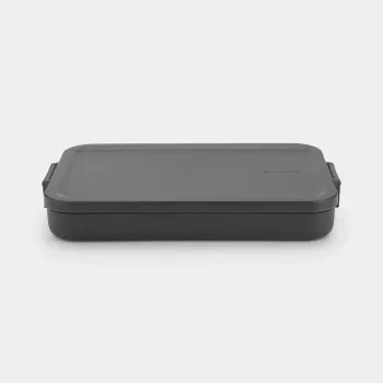 Lancheira plana Brabantia Make & Take, cinzento-escuro, 1,2 L, plástico sem BPA, à prova de fugas, lavável na máquina de lavar louça