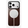 Capa traseira magnética de pele NOMAD para iPhone 17 Pro, compatível com MagSafe, pele Horween Rustic Brown