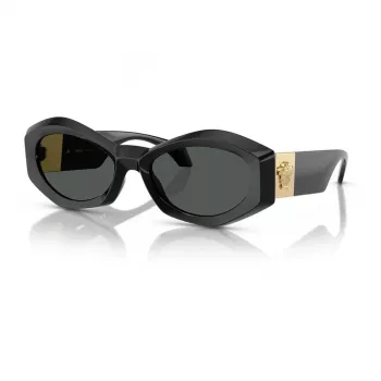 Óculos de sol Versace VE4466UGB187 para homem, armação preta, lentes cinzento-escuro, 54-19-140