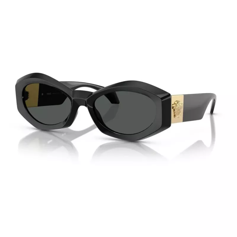Óculos de sol Versace VE4466UGB187 para homem, armação preta, lentes cinzento-escuro, 54-19-140