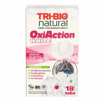 Pastilhas de detergente TRI-BIO Oxy-Action White, 18 pastilhas