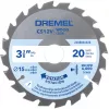 Lâmina de serra circular para madeira Dremel CS500 85 mm, com pastilhas de carboneto de tungsténio, 20 dentes, para DSM20 Compact Saw 2608846431