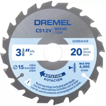 Lâmina de serra circular para madeira Dremel CS500 85 mm, com pastilhas de carboneto de tungsténio, 20 dentes, para DSM20 Compact Saw 2608846431