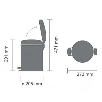 Balde de pedal Brabantia NewIcon 5L Brilliant Steel