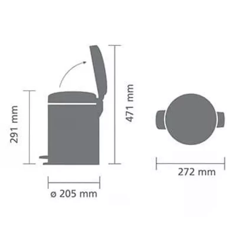 Balde de pedal Brabantia NewIcon 5L Brilliant Steel