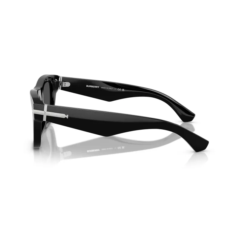 Burberry BE4438U300187 óculos de sol de homem, retangulares, armação preta, lentes cinzento-escuro, 53/19/145 mm