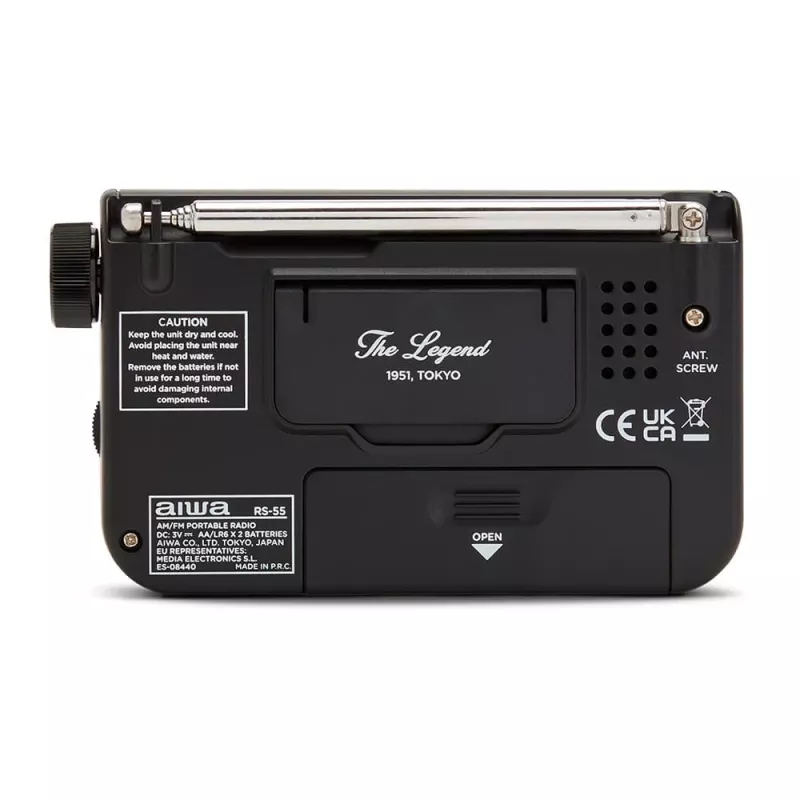 AIWA RS-55/BK rádio portátil analógico AM/FM de bolso, preto