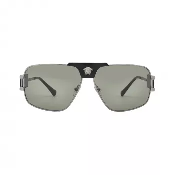 Versace VE2251-1001-2 óculos de sol de homem Pilot Aviator armação preta lentes cinzentas 63mm