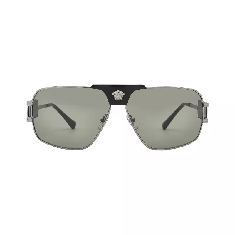 Versace VE2251-1001-2 óculos de sol de homem Pilot Aviator armação preta lentes cinzentas 63mm