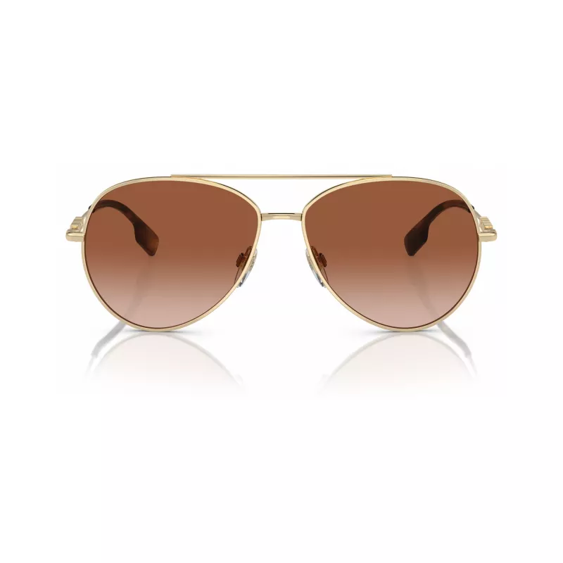 Burberry BE3147-110913 óculos de sol de mulher Cat-Eye, armação dourado-claro, lentes castanhas gradiente, 58mm