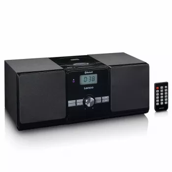 Micro-sistema de música Lenco MC-030BK com Bluetooth, CD, rádio FM, USB, AUX, preto