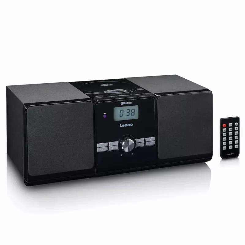 Micro-sistema de música Lenco MC-030BK com Bluetooth, CD, rádio FM, USB, AUX, preto