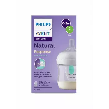 Biberão anticólicas Philips Avent Natural Response com válvula AirFree, 125 ml, Newborn Flow 1, 0m+