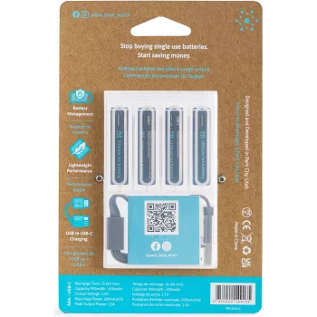 Pilha AAA de iões de lítio recarregável por USB-C Pale Blue PB-AAA-C