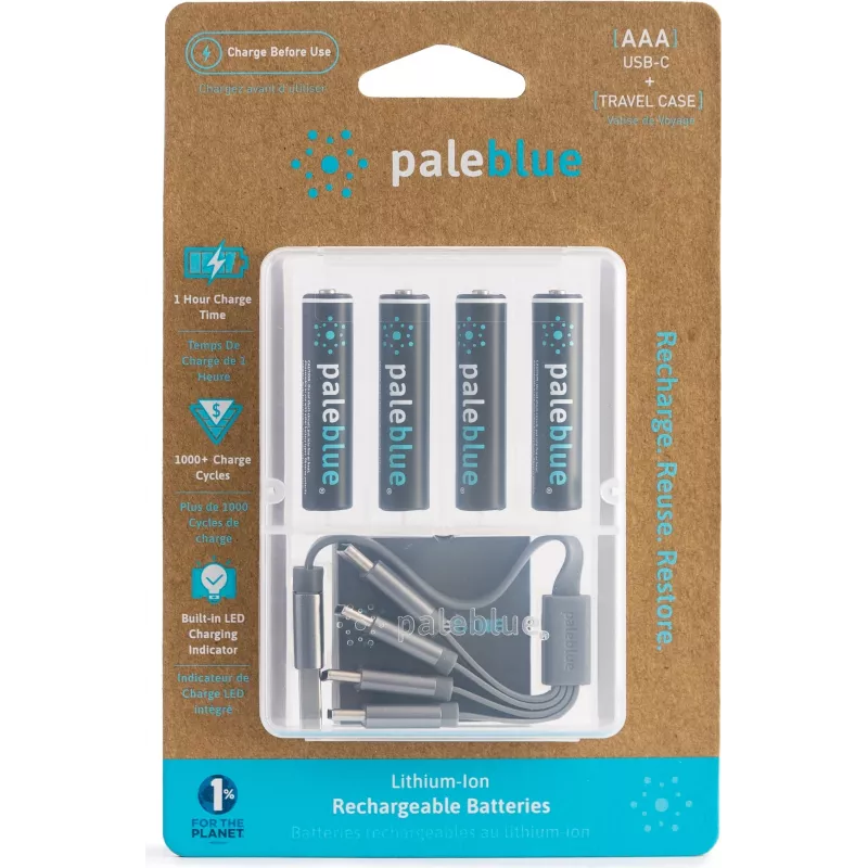 Pilha AAA de iões de lítio recarregável por USB-C Pale Blue PB-AAA-C