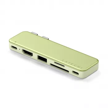 Satechi USB-C Snap Hub – Adaptador multiporta com HDMI 4K, USB 5Gbps, leitor de cartões, 45W PD (Citrus)