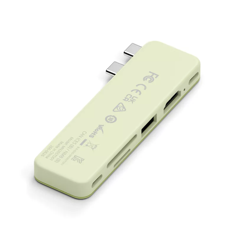 Satechi USB-C Snap Hub – Adaptador multiporta com HDMI 4K, USB 5Gbps, leitor de cartões, 45W PD (Citrus)