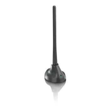 PHILIPS SDV5100/12 Antena de Televisão Interior com Amplificação de 18 dB, UHF/VHF/FM, Preto