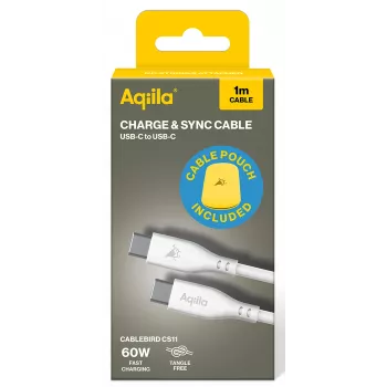 AQIILA Cablebird CS11 Cabo de Carregamento e Sincronização USB-C para USB-C 1m 60W Preto AQCBPBIC1SI812