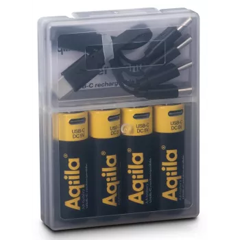 Pilhas AA recarregáveis de iões de lítio AQIILA USB-C, 1,2V, pack de 4 (AQ200AA367C4)