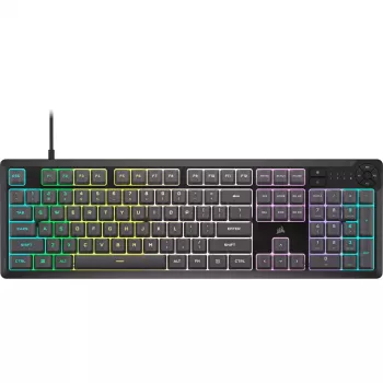 Teclado gaming de membrana CORSAIR K55 Core RGB, RGB dinâmico de 3 zonas, 6 teclas de macro, apoio de mãos removível, USB com fio, Preto/Cinzento