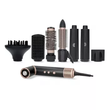 Modelador de cabelo multifunções 7 em 1 Melissa, revestimento cerâmico, 180°C, Preto/Prata