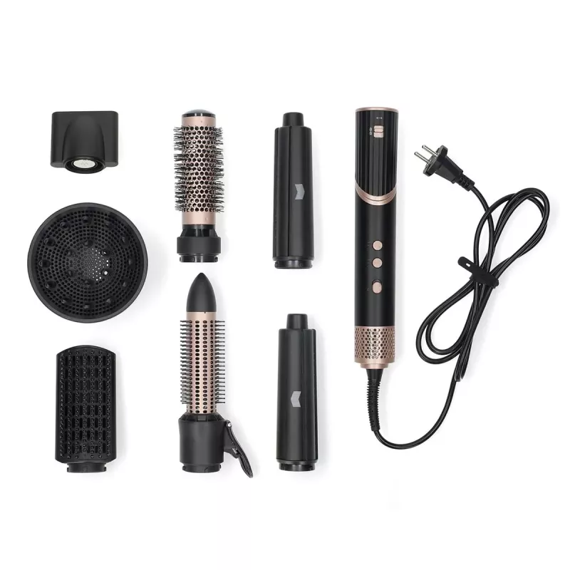 Modelador de cabelo multifunções 7 em 1 Melissa, revestimento cerâmico, 180°C, Preto/Prata
