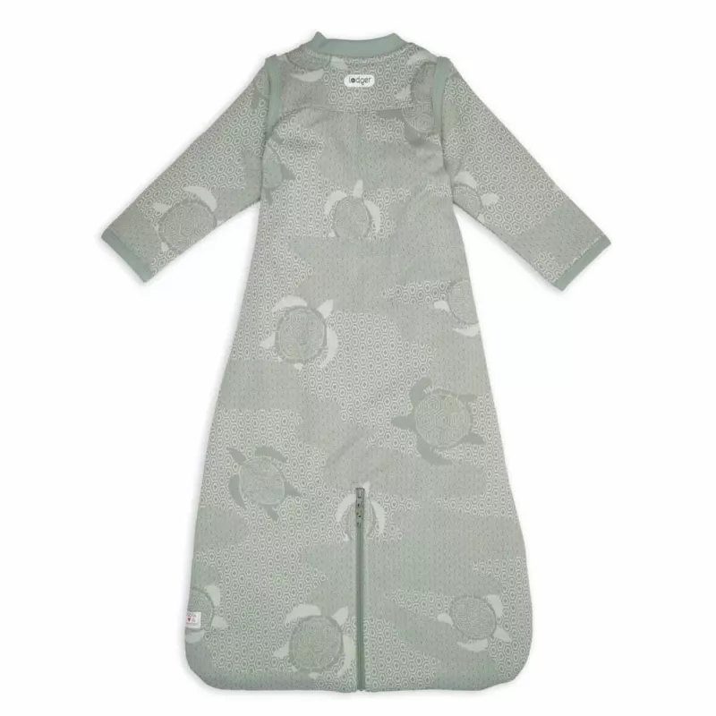 Saco de dormir de bebé Lodger Hopper Matcha Turtle com mangas removíveis, seda, 68/80 cm