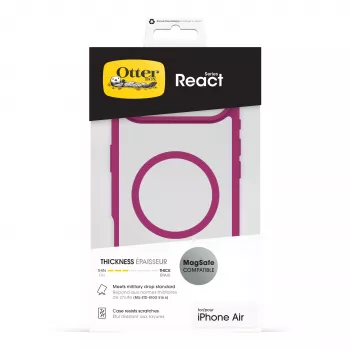 OtterBox React Series capa traseira para Apple iPhone Air – compatível com MagSafe – Rose Crystal (rosa/transparente) 77-98614