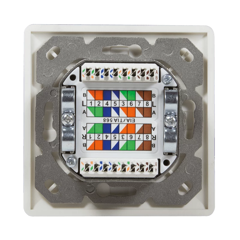 DSIT DC-Wall-In-STP6-I Tomada Dupla RJ45 Cat. 6 Blindada de Encastrar, Marfim