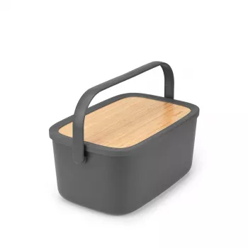 Caixa de pão Brabantia Roll Top, cinzento escuro mate, capacidade para 2 pães, aço