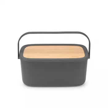 Caixa de pão Brabantia Roll Top, cinzento escuro mate, capacidade para 2 pães, aço