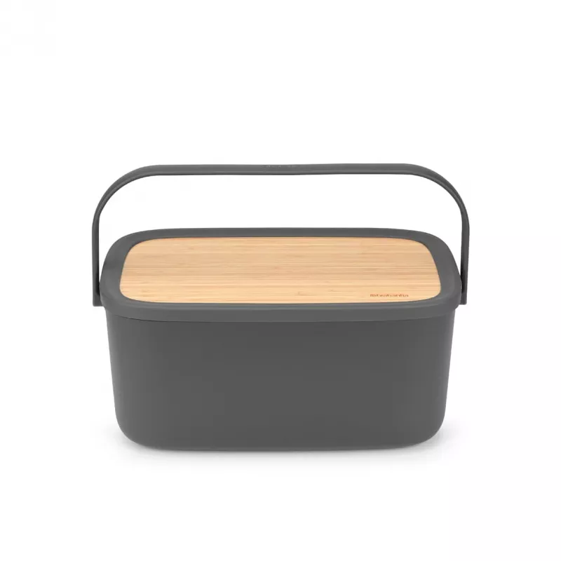 Caixa de pão Brabantia Roll Top, cinzento escuro mate, capacidade para 2 pães, aço
