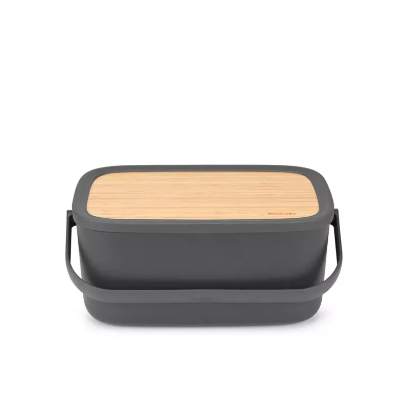 Caixa de pão Brabantia Roll Top, cinzento escuro mate, capacidade para 2 pães, aço