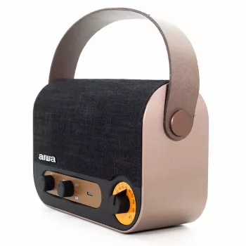 Rádio Bluetooth portátil AIWA RBTU-600 com FM, USB, AUX-in, MicroSD, bateria recarregável