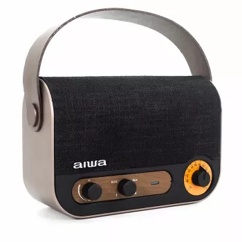 Rádio Bluetooth portátil AIWA RBTU-600 com FM, USB, AUX-in, MicroSD, bateria recarregável