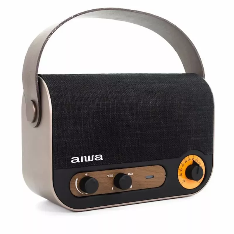 Rádio Bluetooth portátil AIWA RBTU-600 com FM, USB, AUX-in, MicroSD, bateria recarregável