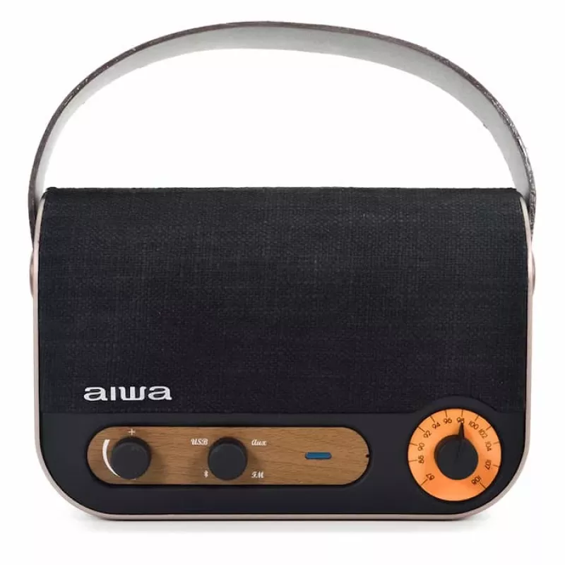 Rádio Bluetooth portátil AIWA RBTU-600 com FM, USB, AUX-in, MicroSD, bateria recarregável