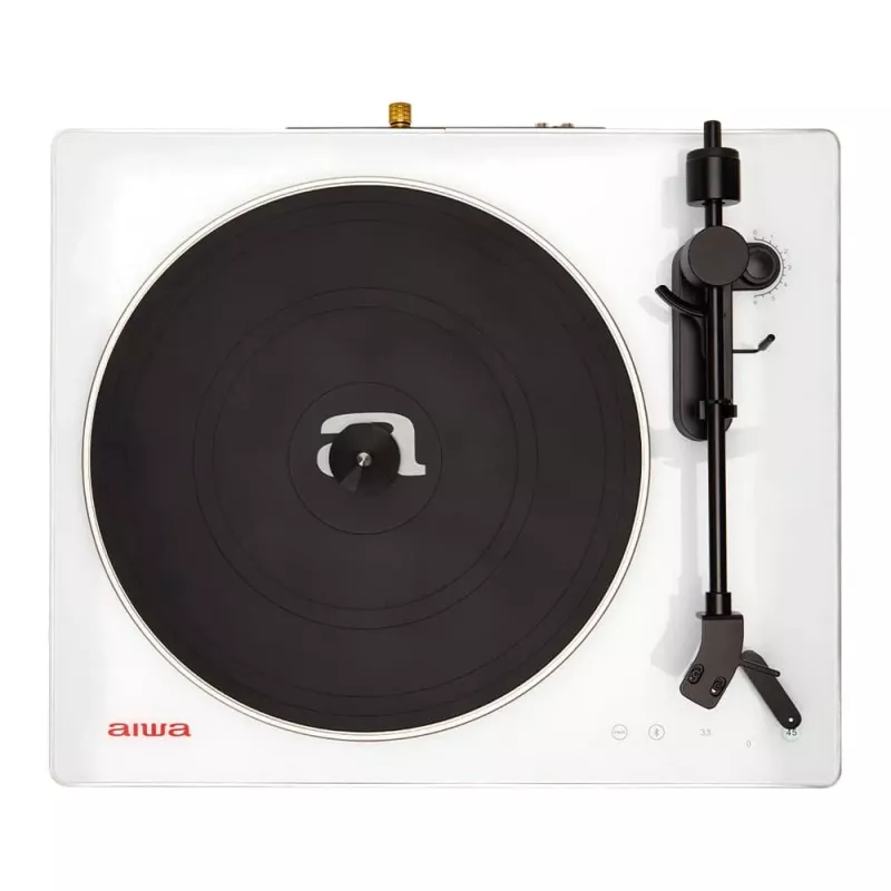 Gira-discos de acionamento por correia AIWA APX-680BT/WT com Bluetooth, gravação USB e conectividade PC - preto