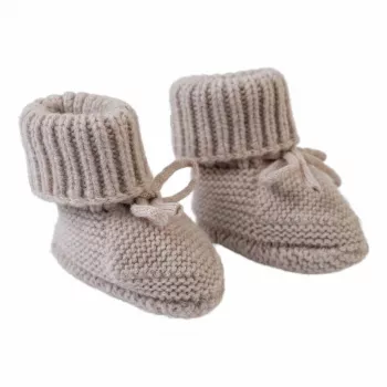Pantufas Lodger Slipper Folklore para bebé em lã merino, bege, 0-6 meses