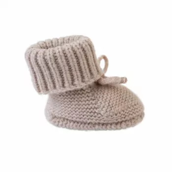 Pantufas Lodger Slipper Folklore para bebé em lã merino, bege, 0-6 meses
