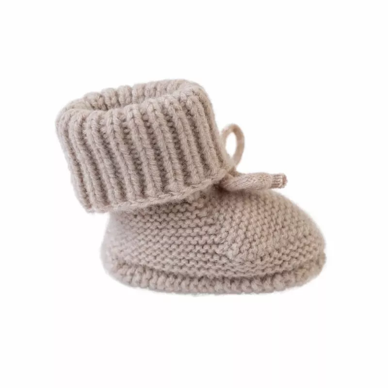 Pantufas Lodger Slipper Folklore para bebé em lã merino, bege, 0-6 meses